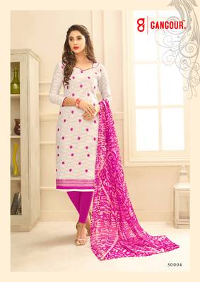 White embroidered jacquard kameez with dupatta 1