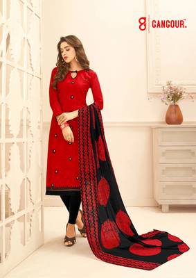 Red Embroidered Jaquard  Kameez  With Dupatta 1