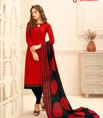 Red Embroidered Jaquard  Kameez  With Dupatta