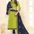Parrot-green embroidered cotton salwar with dupatta
