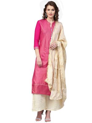 Pink printed viscose rayon kurta-sets 1