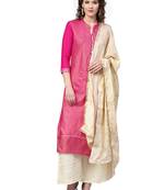 Pink printed viscose rayon kurta-sets