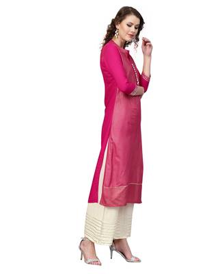 Pink printed viscose rayon kurta-sets 4