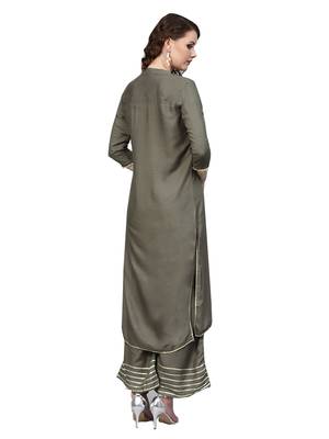 Grey embroidered viscose rayon kurta-sets 2
