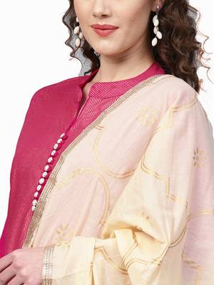 Pink printed viscose rayon kurta-sets 5