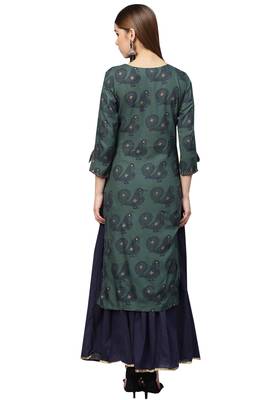 Blue embroidered rayon kurta-sets 2