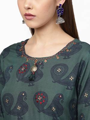 Blue embroidered rayon kurta-sets 3