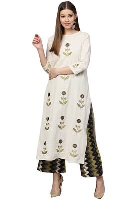 White embroidered cotton kurta-sets 1