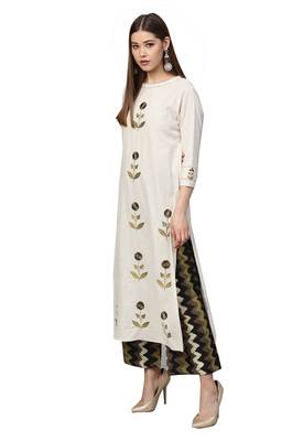 White embroidered cotton kurta-sets 5