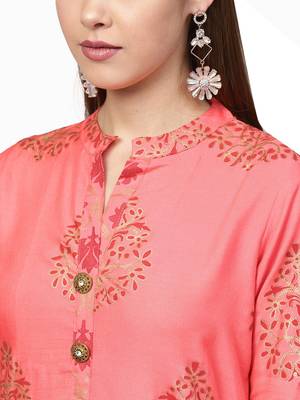 Pink printed rayon kurta-sets 3