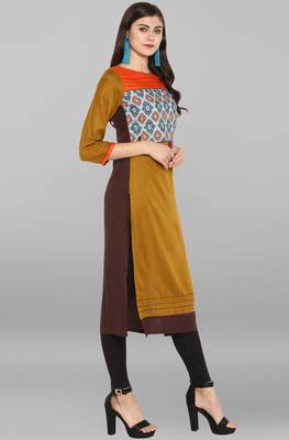 Janasya Multicolor printed rayon kurti 4