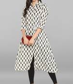 Janasya Cream printed cotton kurti