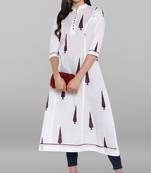 Janasya White printed cotton kurti