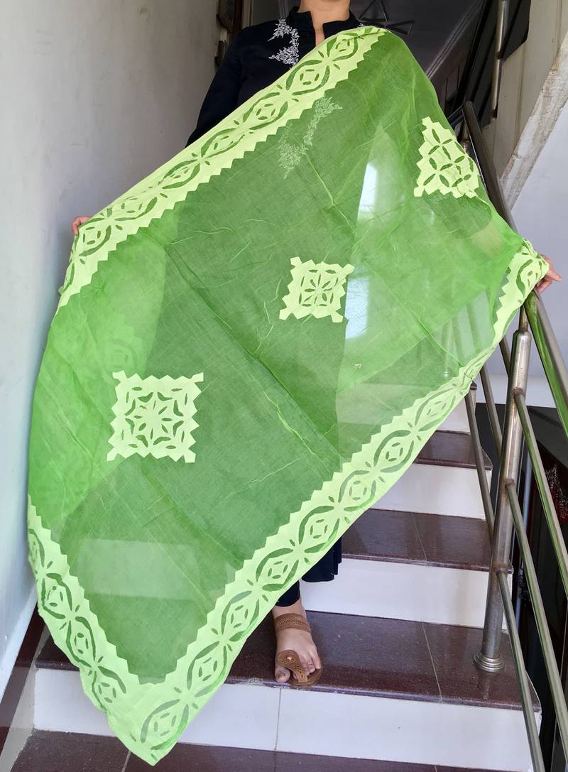 Lime Green Applique Dupatta