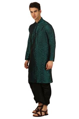 Green Embroidered Art Silk Dhoti Kurta 2
