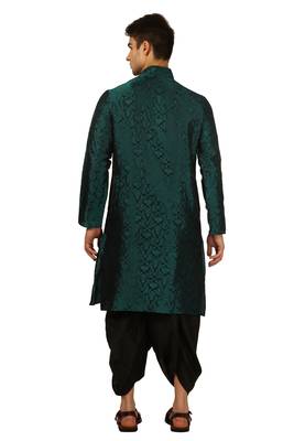 Green Embroidered Art Silk Dhoti Kurta 3