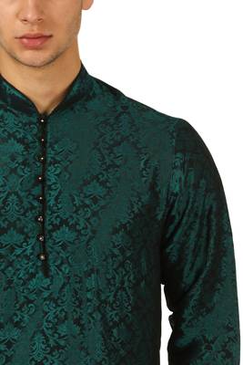Green Embroidered Art Silk Dhoti Kurta 4