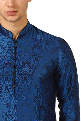 Blue Embroidered Art Silk Dhoti Kurta 4