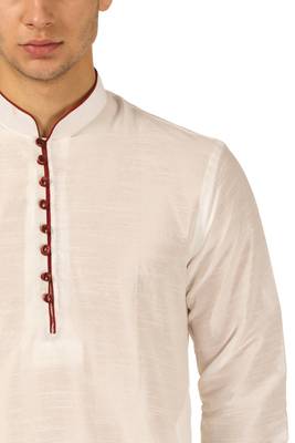 White Embroidered Art Silk Dhoti Kurta 4