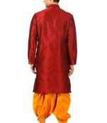 Red Embroidered Art Silk Dhoti Kurta