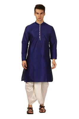 Blue Embroidered Art Silk Dhoti Kurta 1