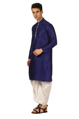 Blue Embroidered Art Silk Dhoti Kurta 2