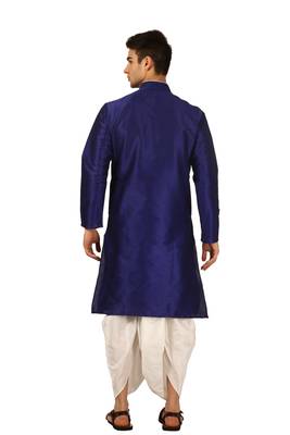 Blue Embroidered Art Silk Dhoti Kurta 3