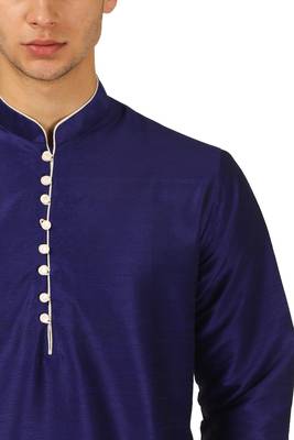 Blue Embroidered Art Silk Dhoti Kurta 4
