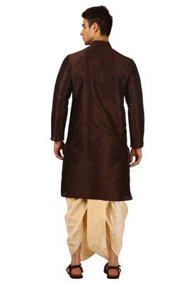 Brown Embroidered Art Silk Dhoti Kurta 3