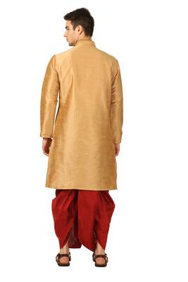 Brown Embroidered Art Silk Dhoti Kurta 4