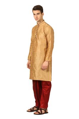 Brown Embroidered Art Silk Dhoti Kurta 5