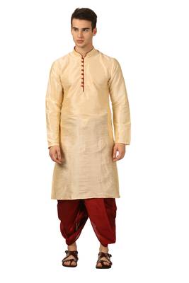 Gold Embroidered Art Silk Dhoti Kurta 1