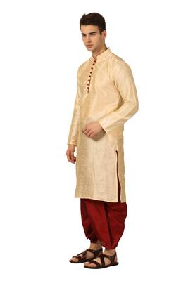 Gold Embroidered Art Silk Dhoti Kurta 2
