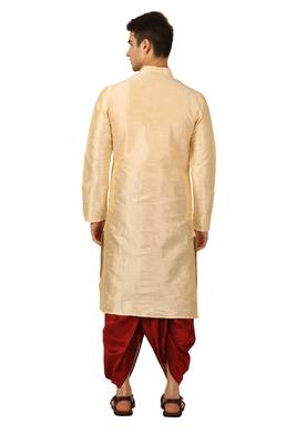 Gold Embroidered Art Silk Dhoti Kurta 3