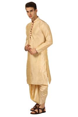 Gold Embroidered Art Silk Dhoti Kurta 2