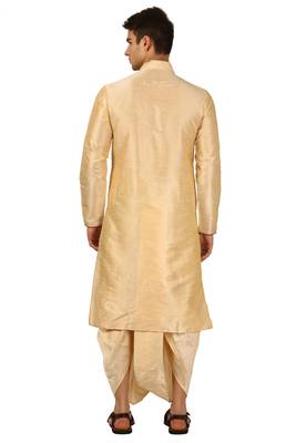 Gold Embroidered Art Silk Dhoti Kurta 3