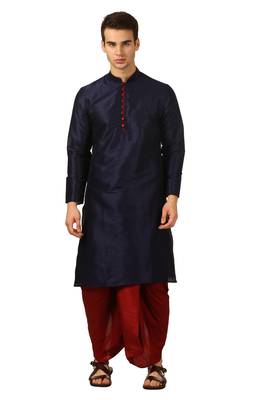 Blue Embroidered Art Silk Dhoti Kurta 1