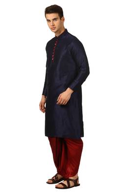 Blue Embroidered Art Silk Dhoti Kurta 2