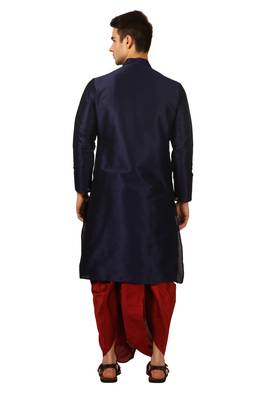 Blue Embroidered Art Silk Dhoti Kurta 3