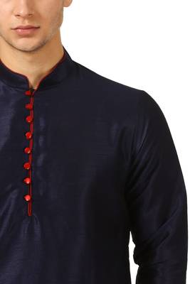 Blue Embroidered Art Silk Dhoti Kurta 4
