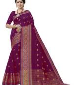 Pink Woven Cotton Art Silk Saree With Blouse