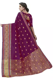 Pink Woven Cotton Art Silk Saree With Blouse