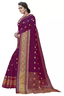 Pink Woven Cotton Art Silk Saree With Blouse