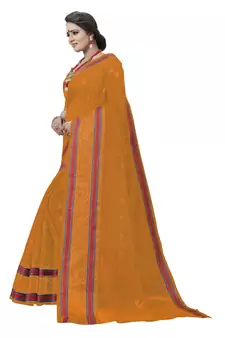 Mustard Woven Cotton Art Silk Saree With Blouse