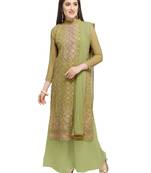 Mahendi Green Georgette Embroidery Work Suit