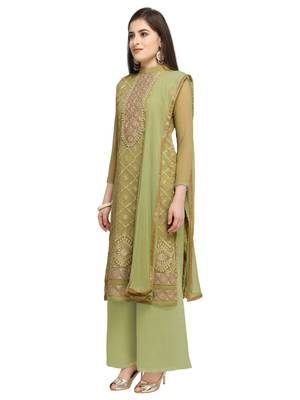 Mahendi Green Georgette Embroidery Work Suit 3