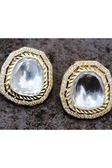 Crystal Stud Gold Diamond Earrings