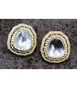 Crystal Stud Gold Diamond Earrings