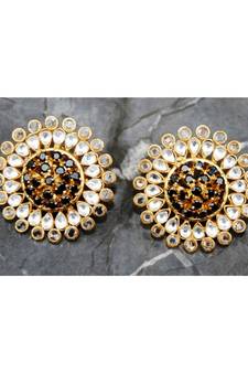 Sapphire and Polki Stud Diamond Earrings