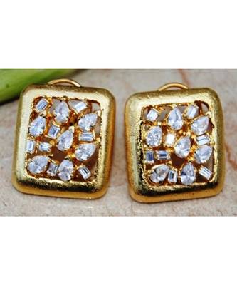 Uncut Diamond Gold Framed Earrings 1